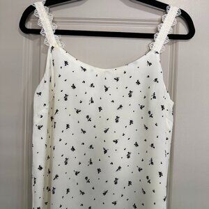 Nordstrom Rack XS Lace Leaf Pattern Camisole Black and White Women's Tank Top
